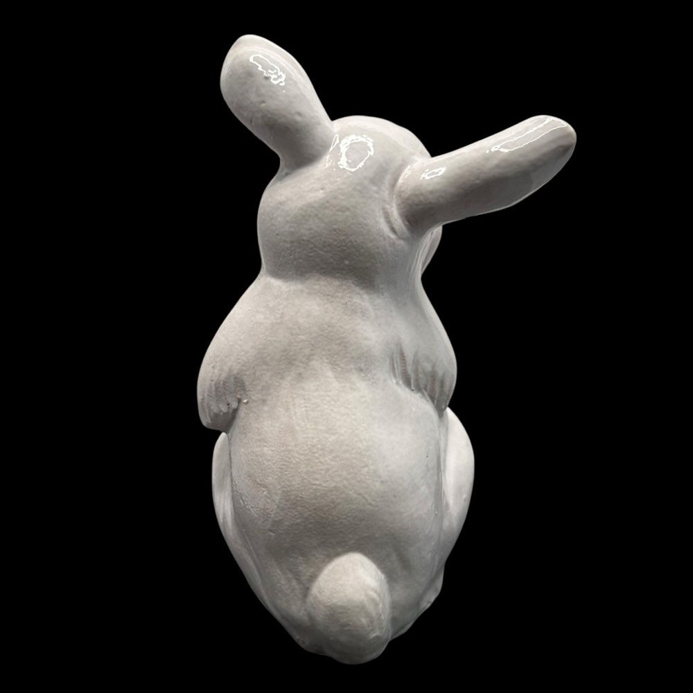 SOLD - Vintage Italy Terra Cotta Glazed Pottery Laughing Rabbit Figurine 10¼ - Picture 4 of 10